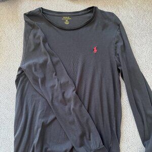 Ralph Lauren Dark Gray Long Sleeve Shirt with Red Logo